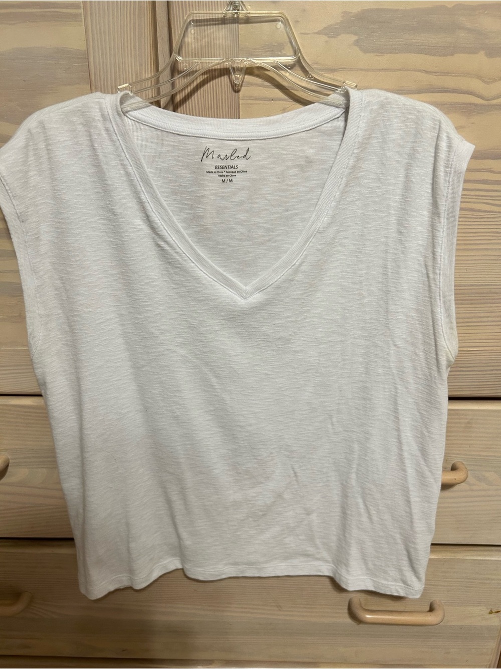Essentials White V-Neck Sleeveless Tank Top